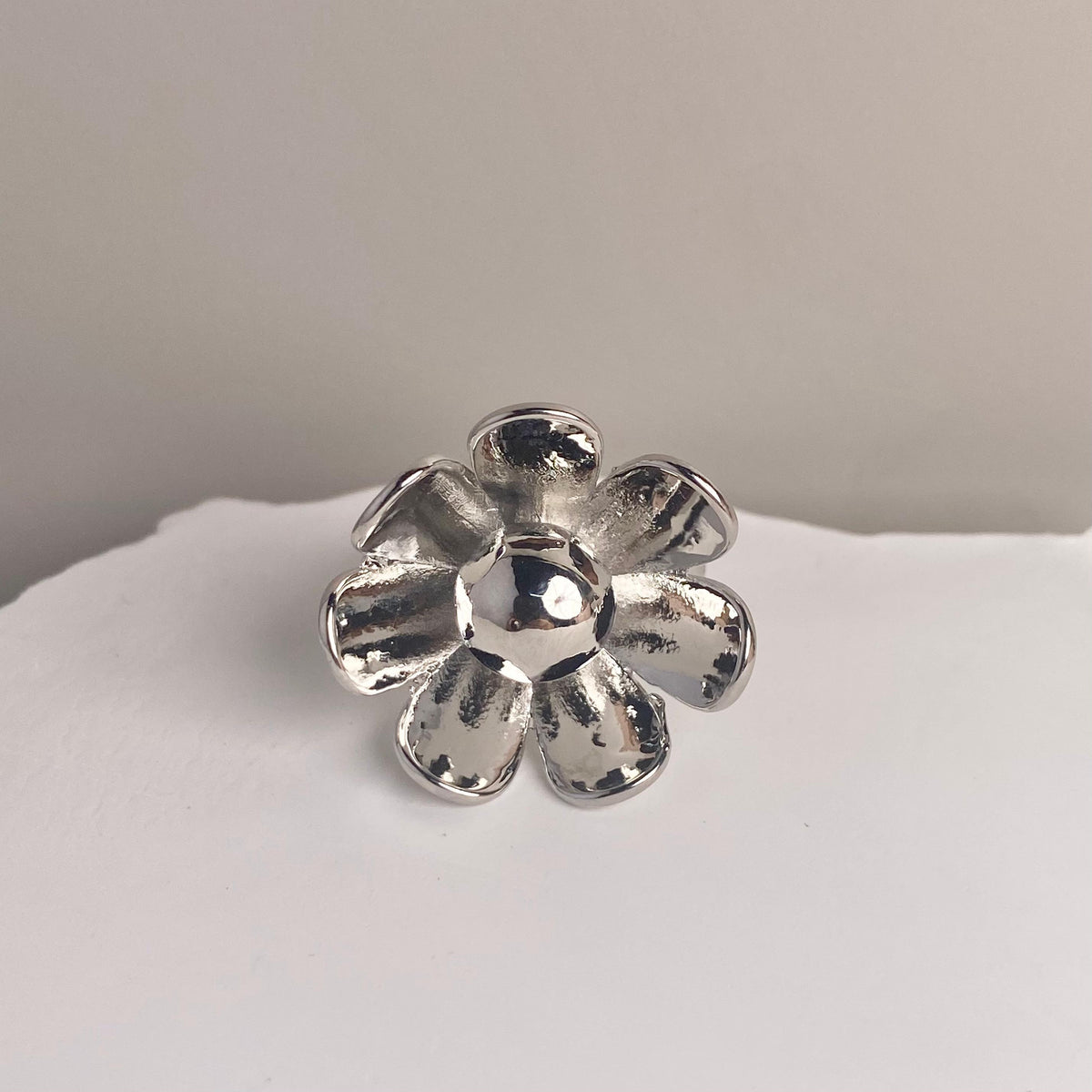 ANILLO FLOR PLATEADO
