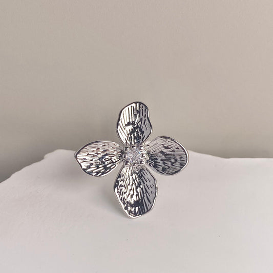 ANILLO FLOR PLATEADO