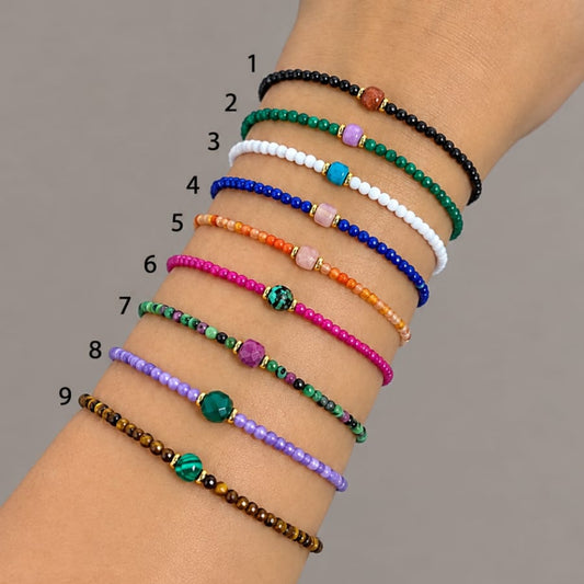PULSERA PIEDRA NATURAL (ESCOGE TU COLOR)